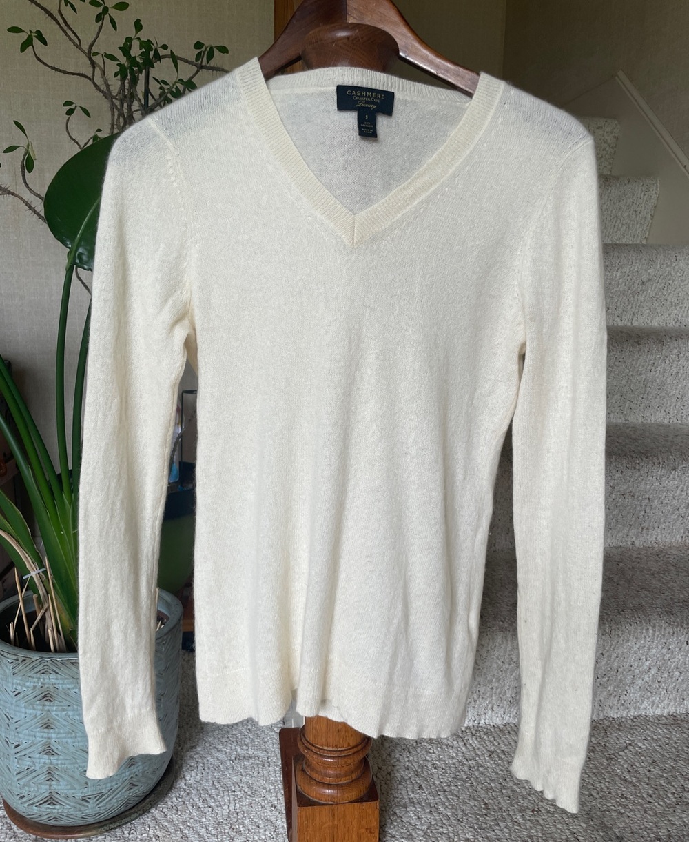Charter Club Luxury Cashmere V-Neck Sweater in cream